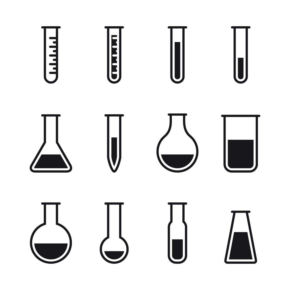 Chemische Laborgeräte isolierte Symbole auf weißem Hintergrund vektor