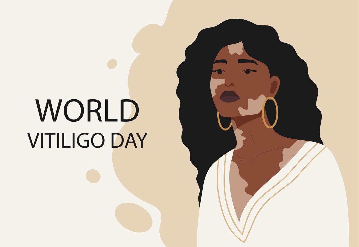 junge afroamerikanische mädchenillustration mit vitiligofahne. Welt-Vitiligo-Tag. dich selbst lieben. Vorlage für den internationalen Vitiligo-Tag. vektor