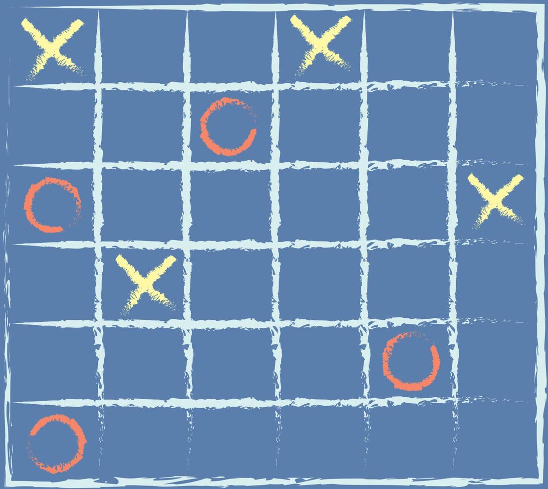 handgezeichnetes Doodle-Tic-Tac-Toe-Spiel. handgezeichneter Pinsel. Doodle-Linie. flaches Design isoliert. Vektor-Illustration. vektor