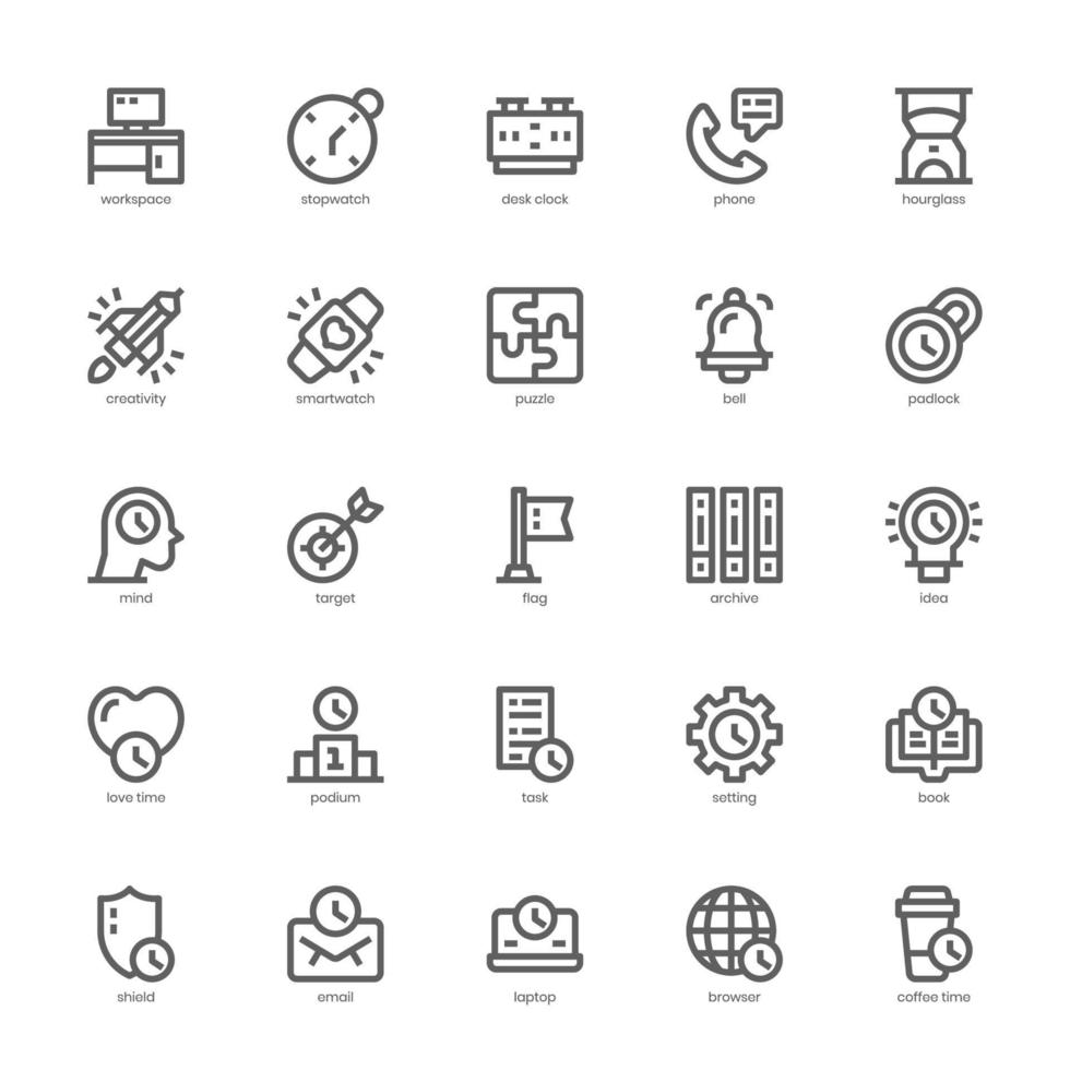Produktivitäts-Icon-Pack für Ihre Website, Ihr Handy, Ihre Präsentation und Ihr Logo-Design. Entwurf von Produktivitätssymbolen. Vektorgrafik-Illustration und editierbarer Strich. vektor
