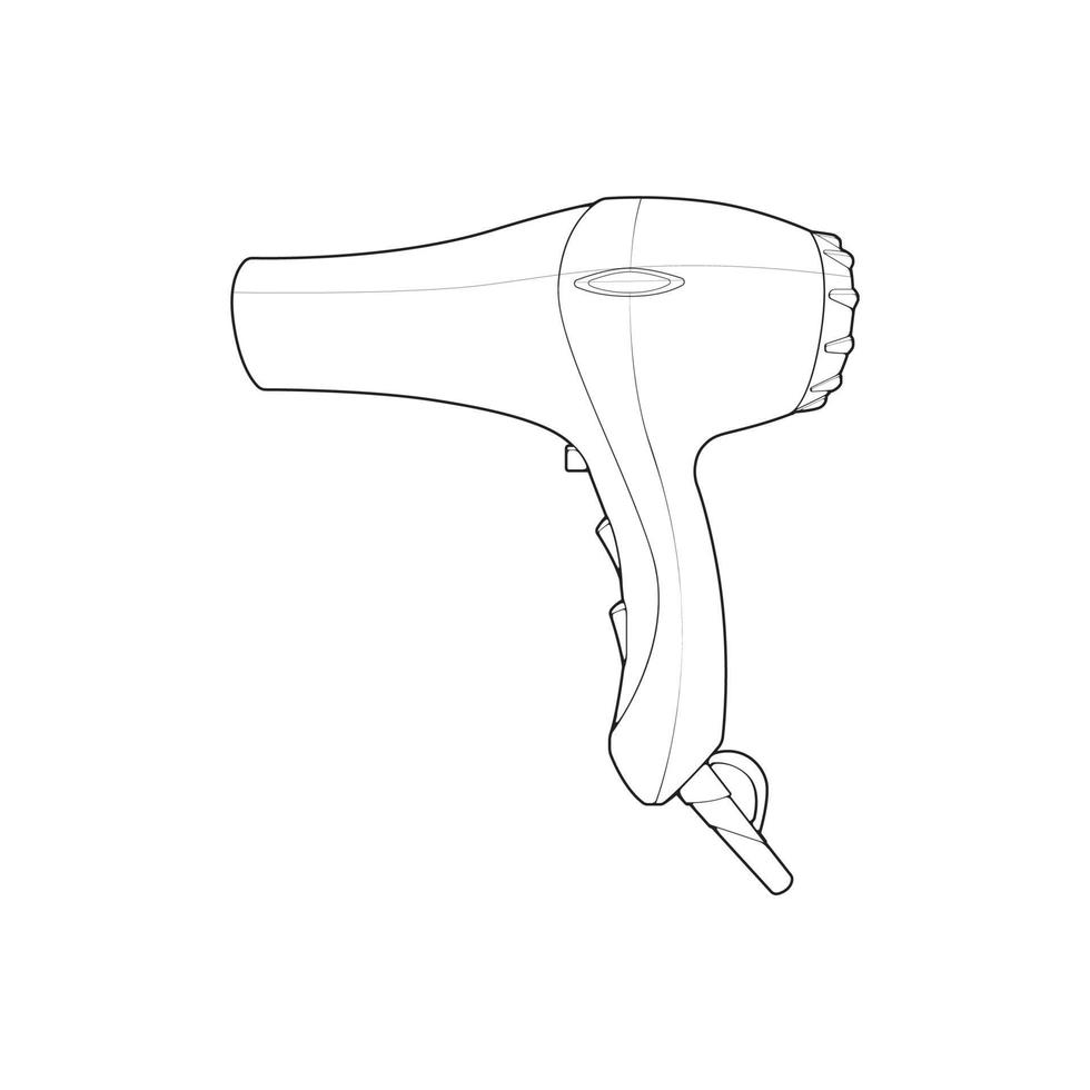 hår torktumlare linje konst vektor hand teckning, isolerat, vektor för färg bok.