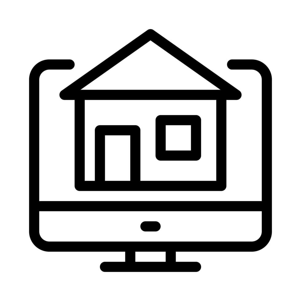 Haus auf Computer-Display-Symbol Vektor-Umriss-Illustration vektor