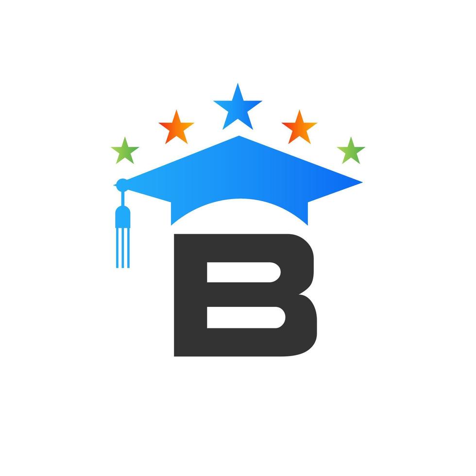 utbildning logotyp design mall med b brev examen hatt vektor mall