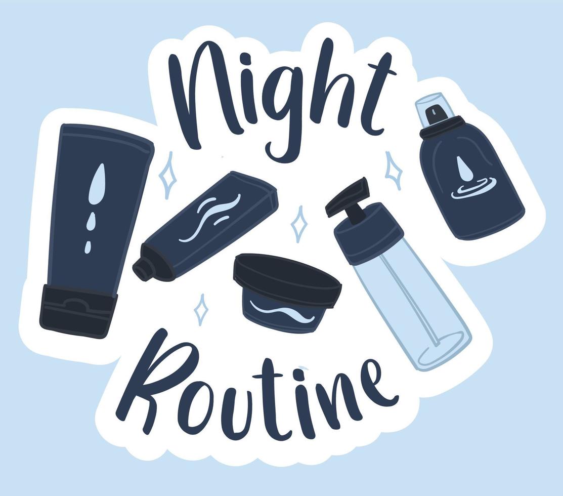natt rutin- kosmetisk Produkter och vård vektor