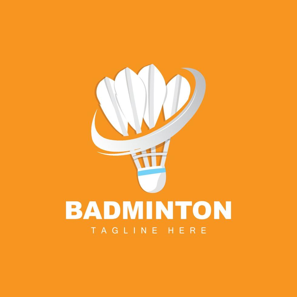 Badminton-Logo, Sportspielvektor mit Federballschläger, Sportzweigdesign, Vorlagensymbol vektor