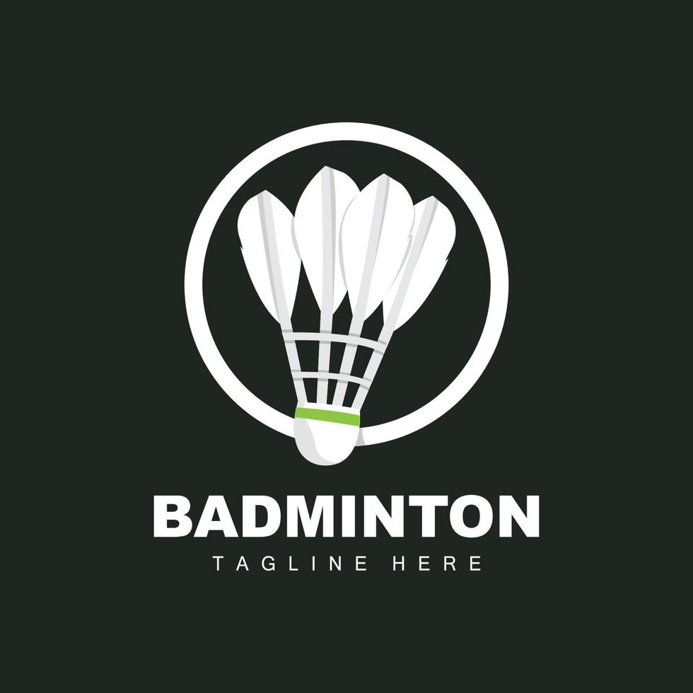 badminton logotyp, sport spel vektor med fjäderboll racket, sport gren design, mall ikon