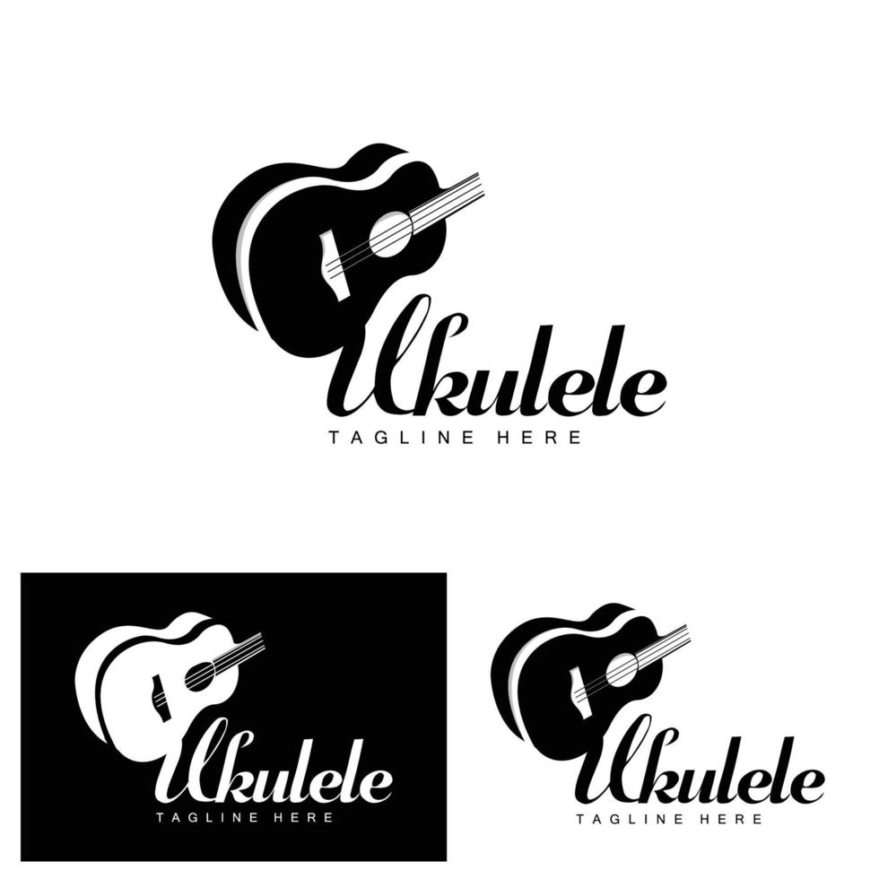 minimalistisk ukulele musik logotyp design, ukulele gitarr vektor. ukelele logotyp design vektor