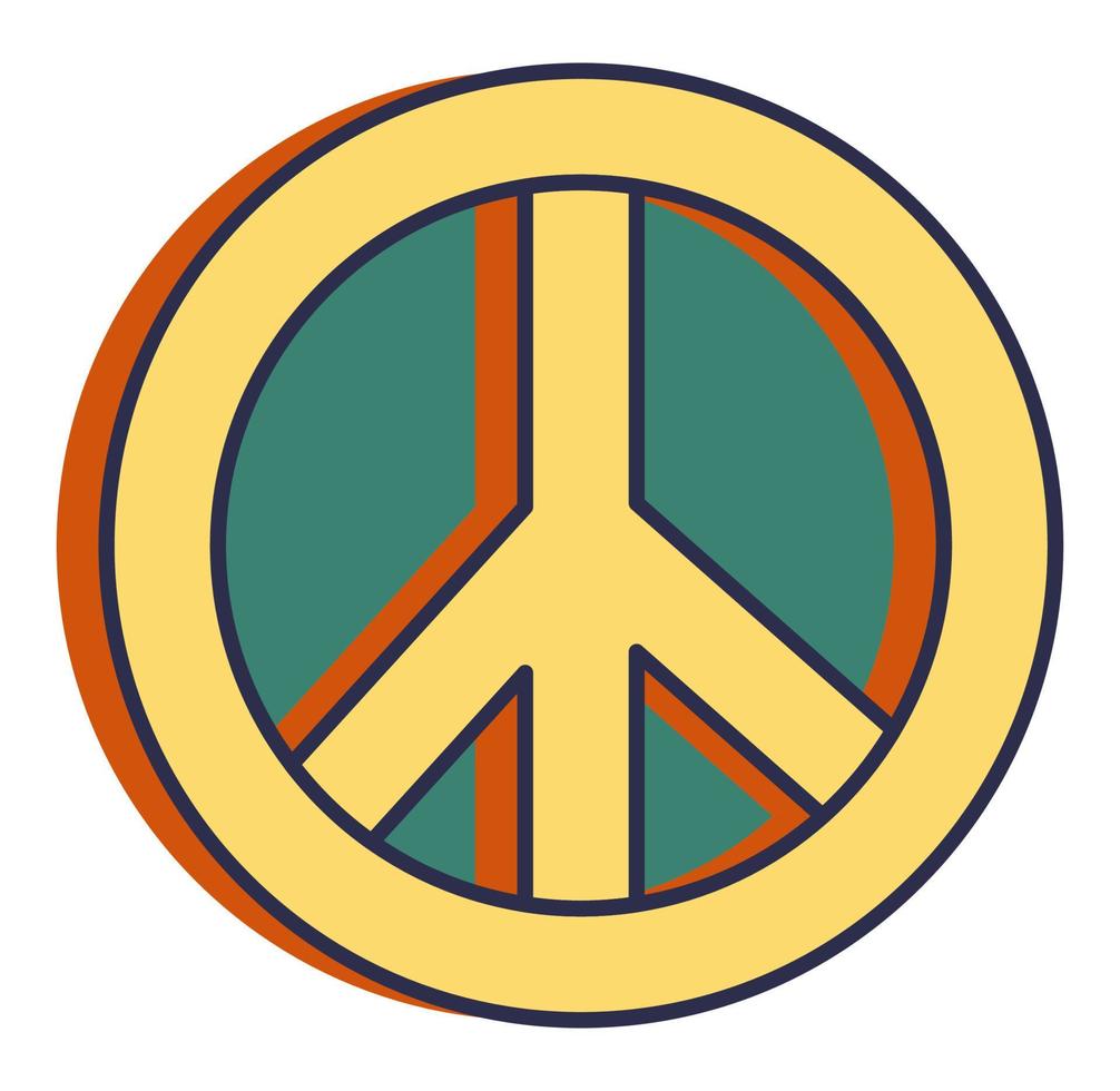 Hippie-Zeichen, Friedenssymbol, Aufkleber oder Symbolvektor vektor