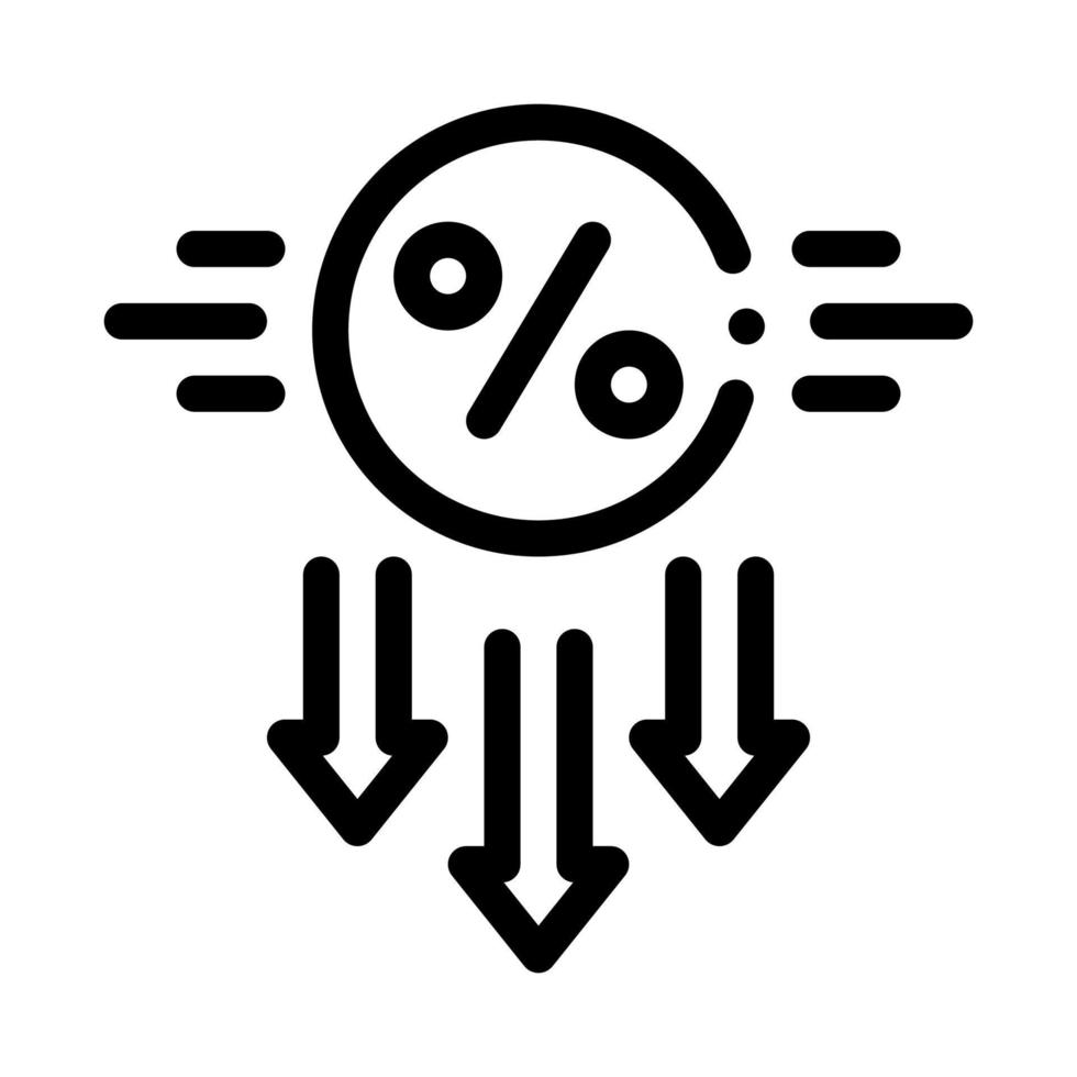 fallende Zinsen nach unten Symbol Vektor Umriss Illustration