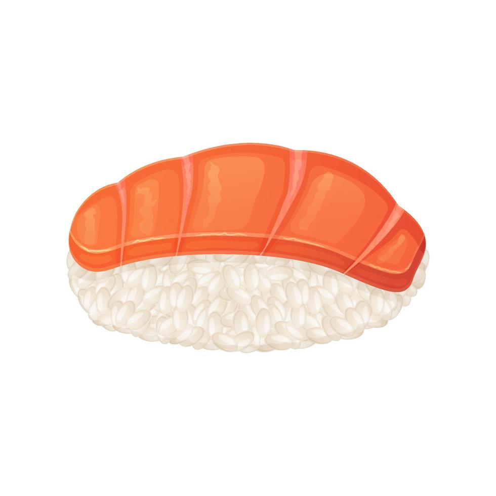 lax nigiri sushi maträtt. asiatisk kök, japansk mat begrepp realistisk tecknad serie illustration vektor