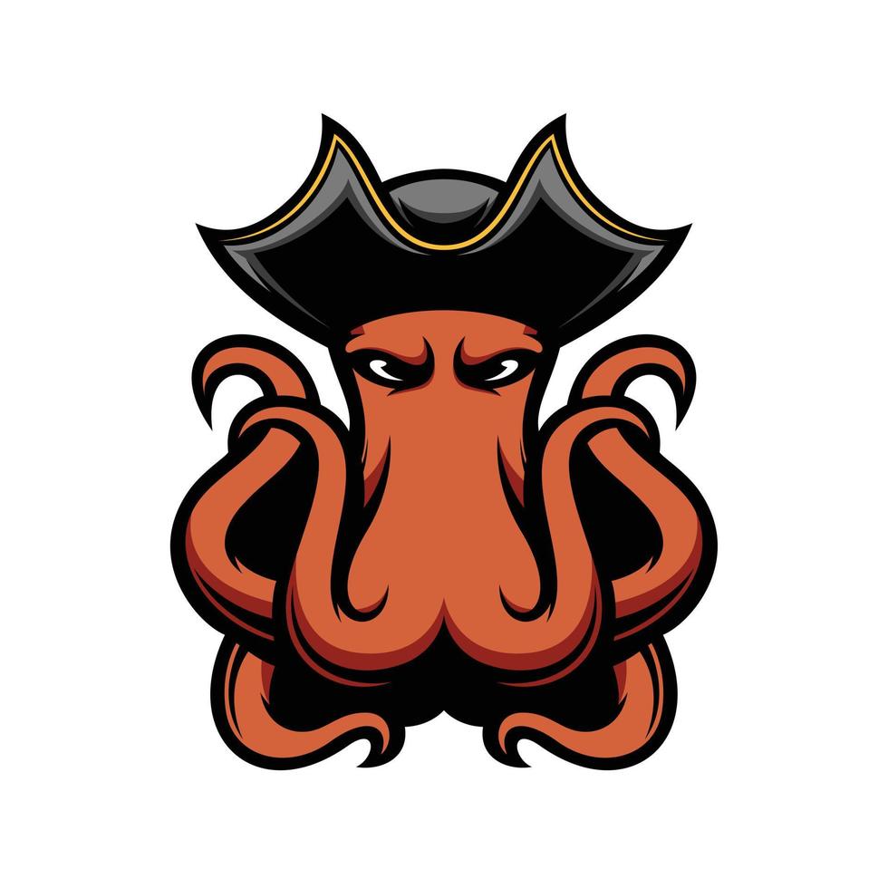 Neues Oktopus-Piraten-Maskottchen-Design vektor