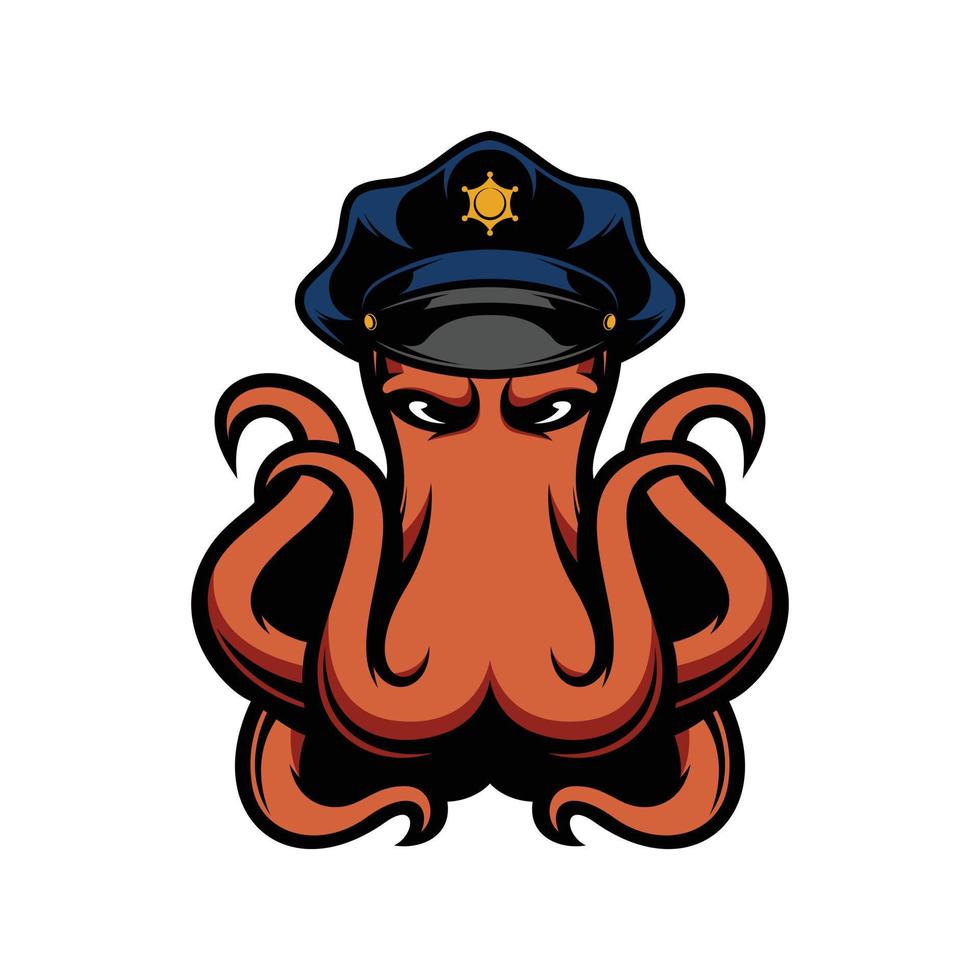 neues Oktopus-Polizei-Maskottchen-Design vektor