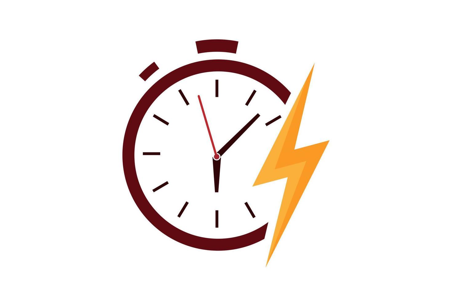 Flash-Zeit-Symbol. Blitzenergie elektrisch. Donner und Uhr. isolierte Vektorillustration vektor