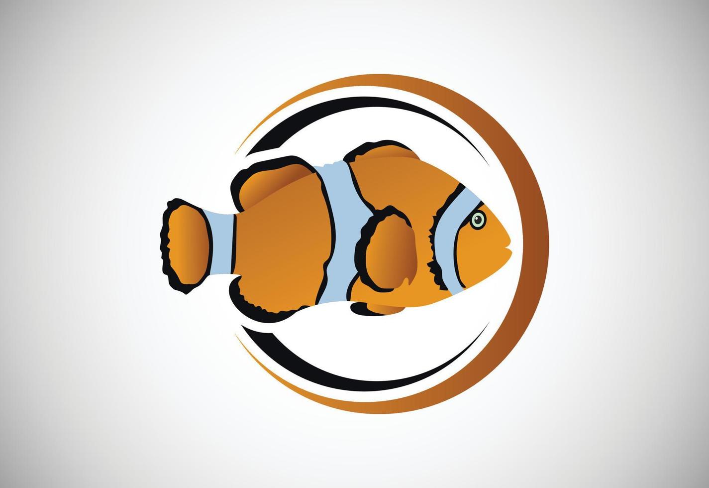 clown fisk i en cirkel. fisk logotyp design mall. skaldjur restaurang affär logotyp begrepp ikon. vektor