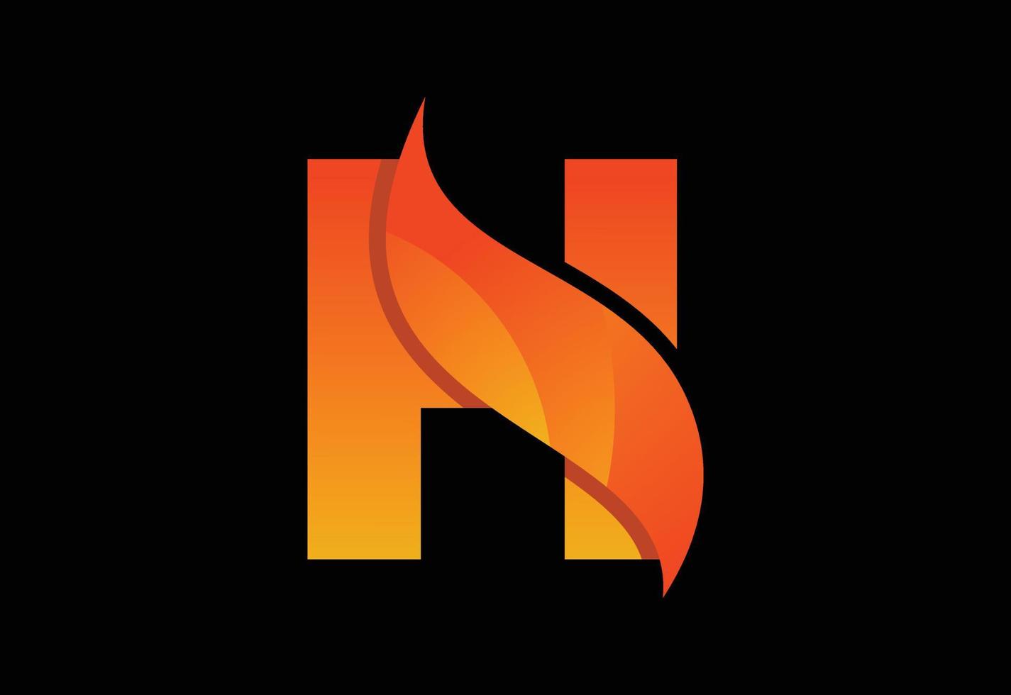 h-Monogramm-Anfangsbuchstabe mit einem Swoosh oder einer Flamme. Feuerflammen oder Swoosh-Design-Vektorillustration vektor