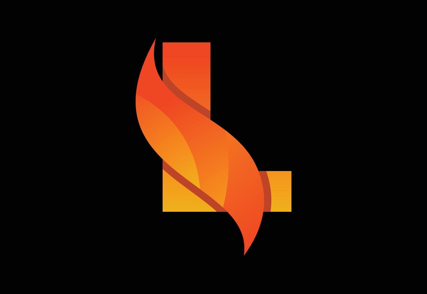 första l monogram brev med en susa eller flamma. brand lågor eller susa design vektor illustration