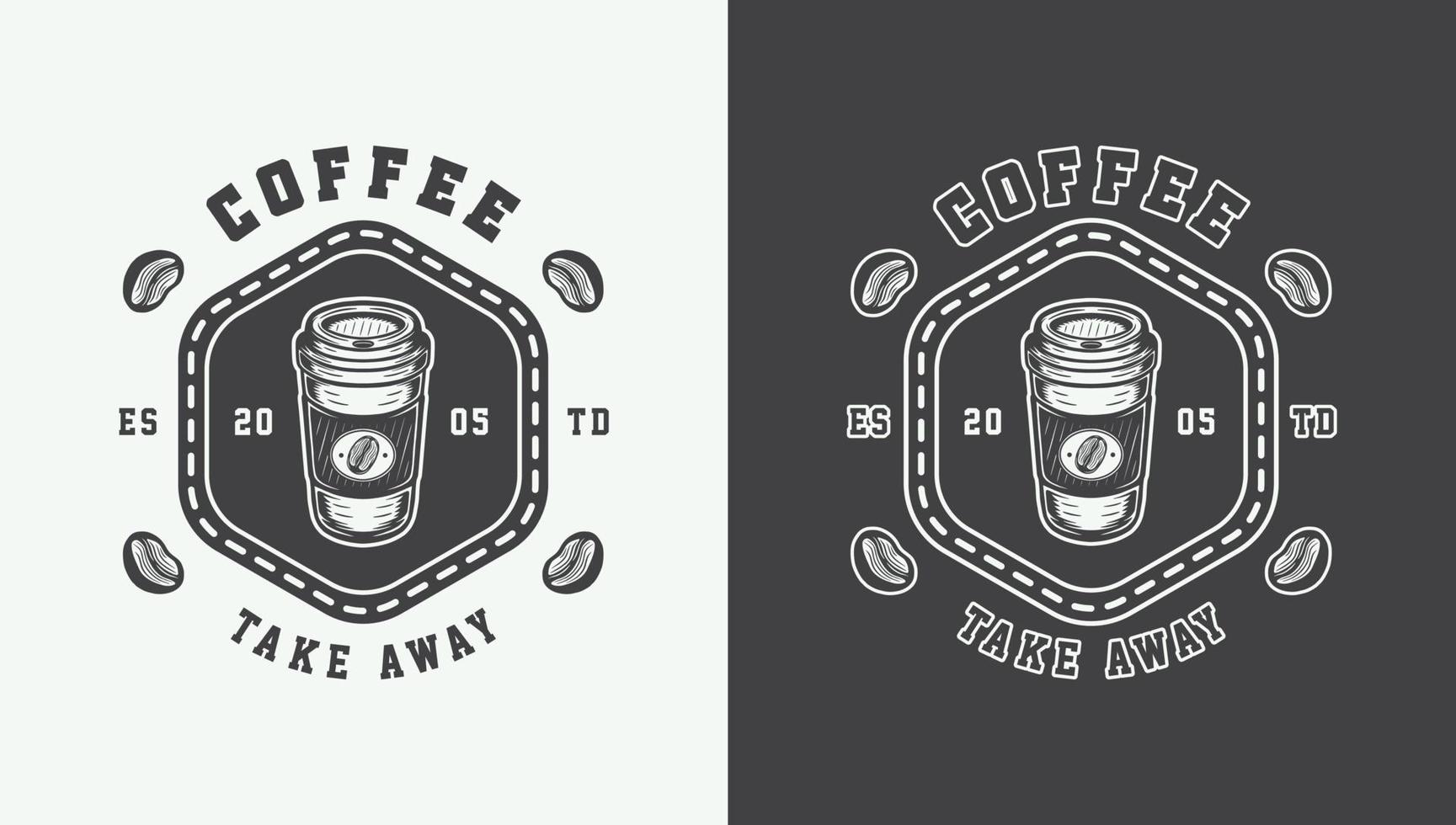 uppsättning av årgång retro kaffe emblem, logotyp, bricka, märka. märke, affisch eller skriva ut. svartvit grafisk konst. vektor illustration. gravyr stil