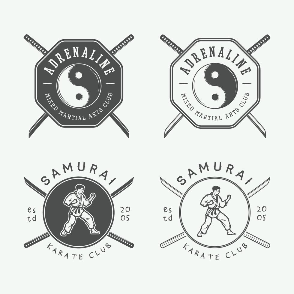 satz von vintage karate oder martial arts logo, emblem, abzeichen, etikett und designelementen. Vektor-Illustration vektor