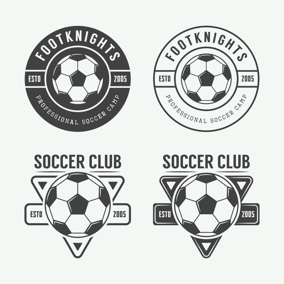 uppsättning av årgång fotboll eller fotboll logotyp, emblem, bricka. vektor illustration