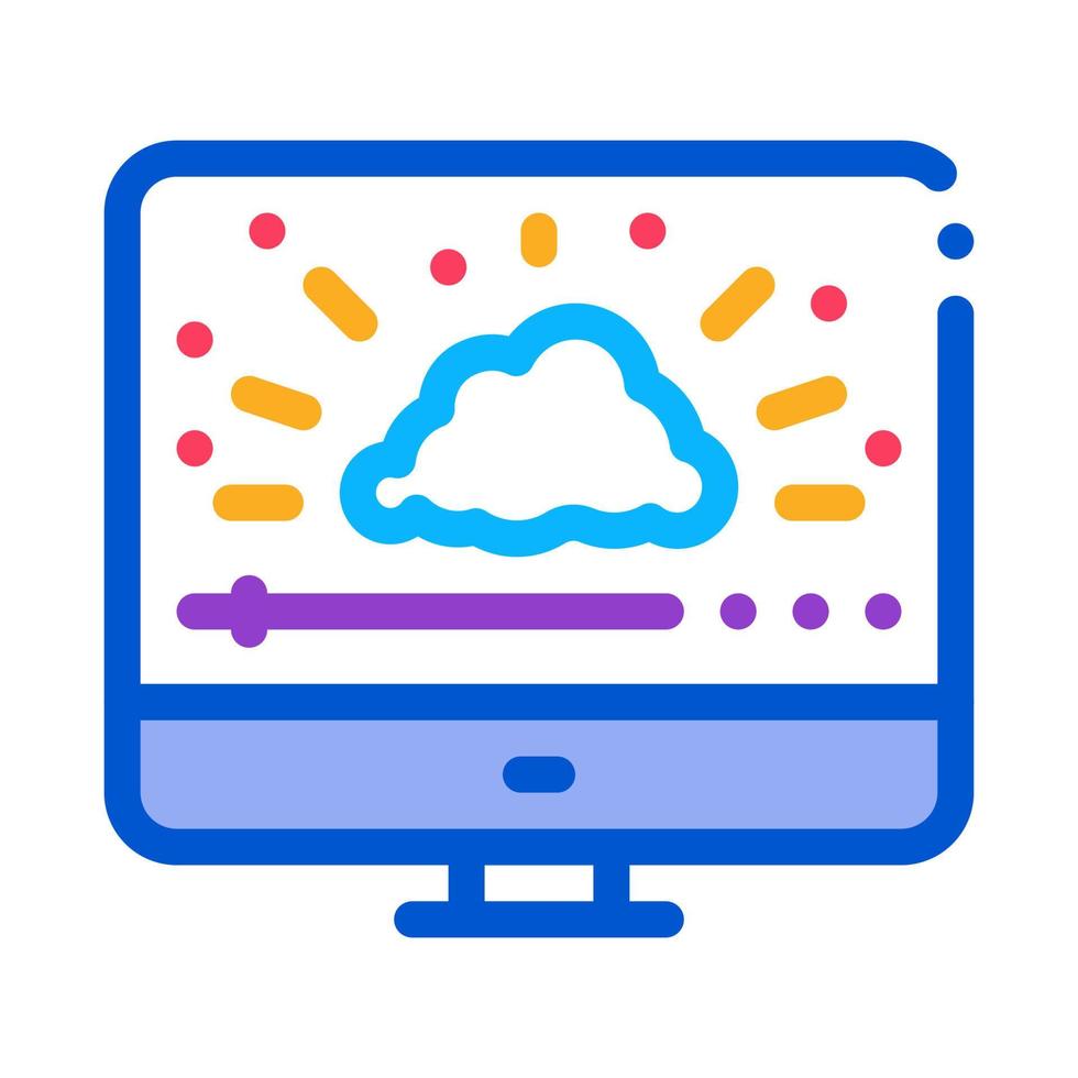 lysande moln dator arbete ikon vektor översikt illustration
