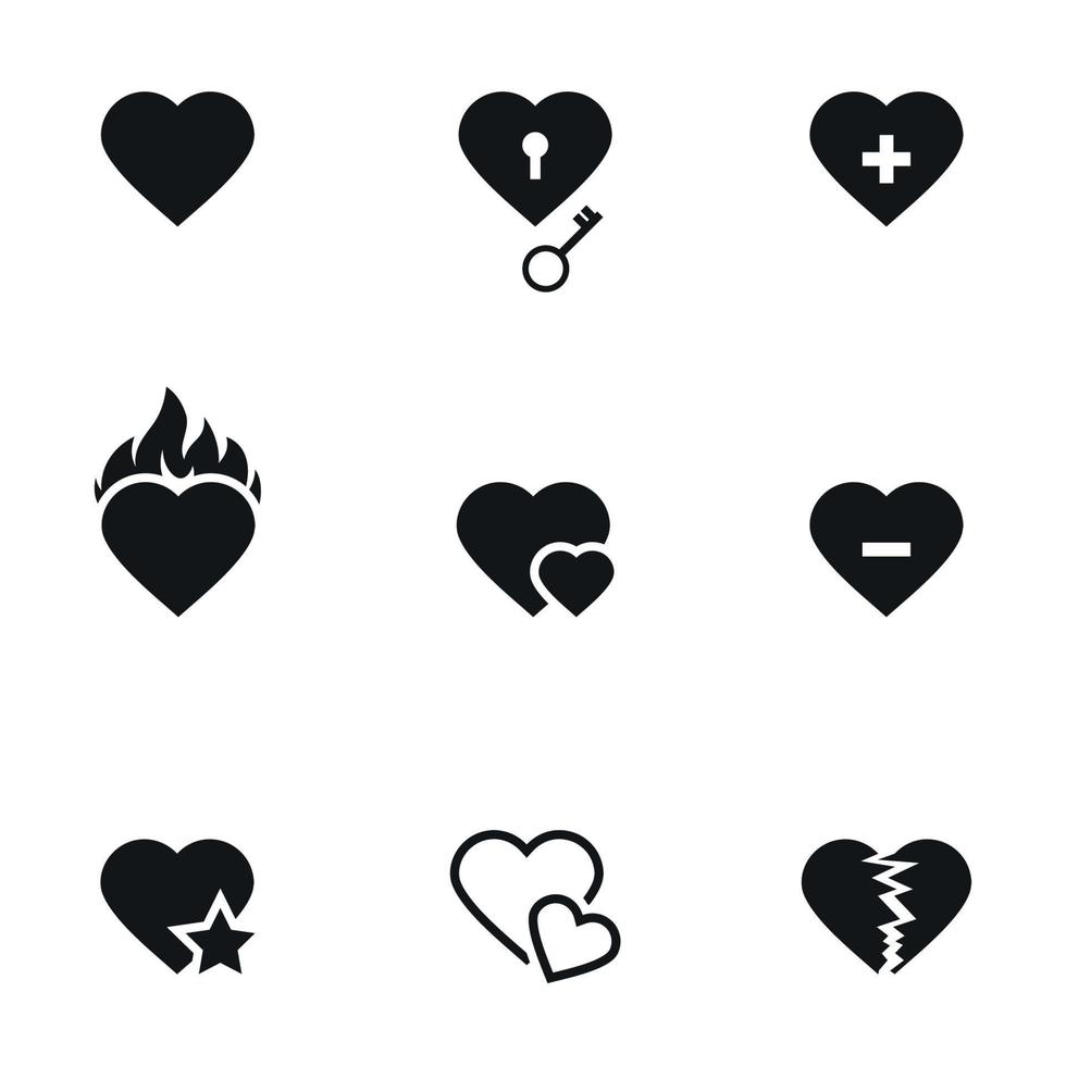 uppsättning av svart isolerat ikoner på en tema hjärtan vektor