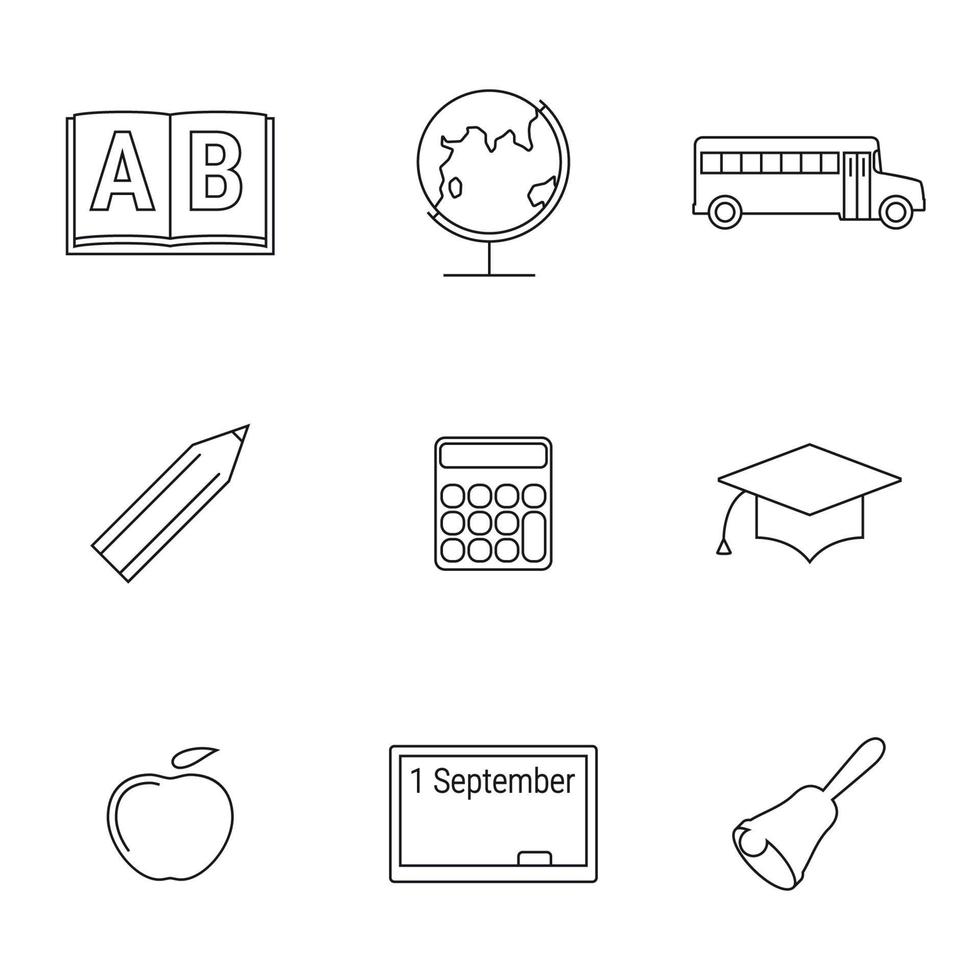 skola, utbildning och universitet enkel översikt webb ikoner uppsättning vektor