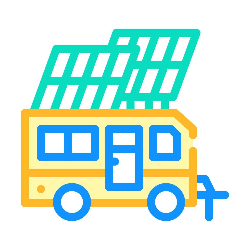 Solarenergie der Farbikonen-Vektorillustration des Mobilheims vektor