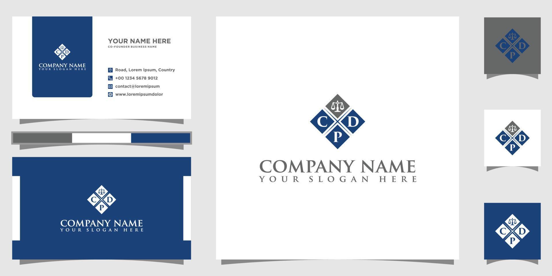 brev cpd rättvisa lag logotyp, design advokat logotyp med företag kort vektor