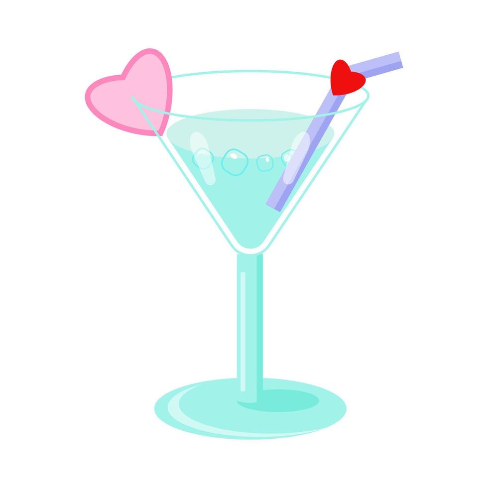 Martini-Blau-Glas-Symbol mit Herz vektor
