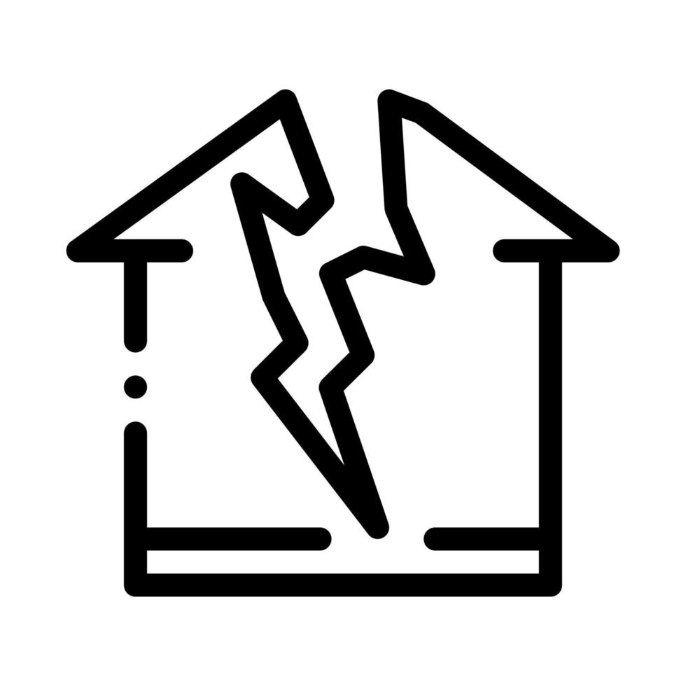 blixt- förstörd hus ikon vektor översikt illustration