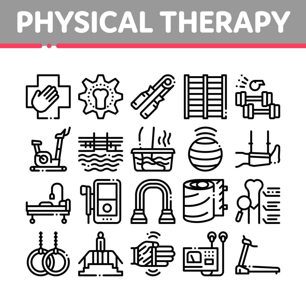 Symbole für Physiotherapie und Genesung setzen Vektor