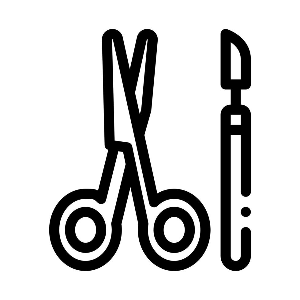 kirurgisk skalpell och sax ikon vektor översikt illustration