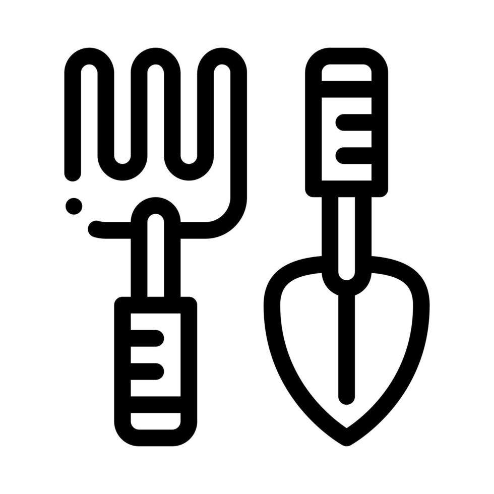 handrechen und schaufel werkzeuge symbol vektor umriss illustration