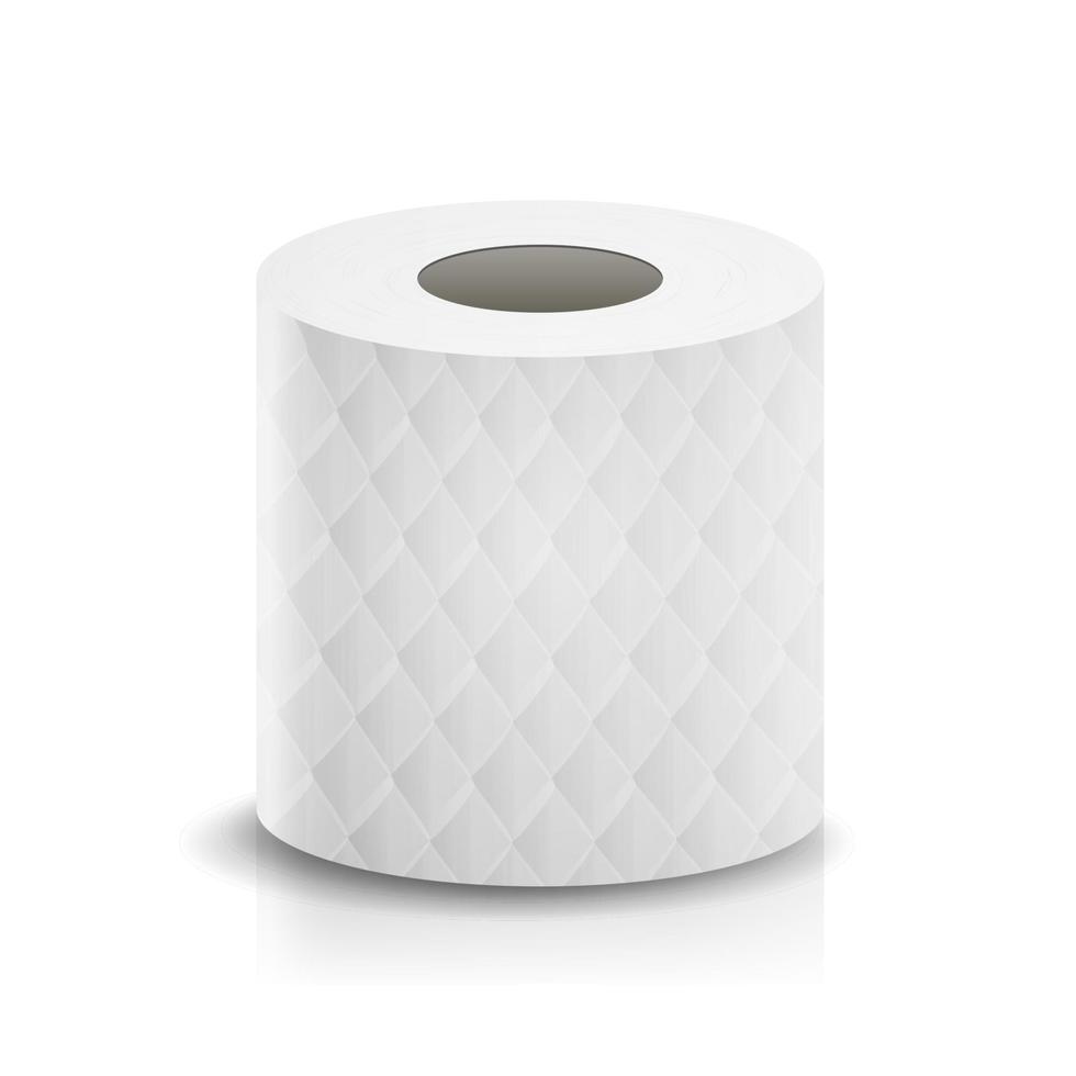 Papierbandrollenvektor. Badezimmerhygiene. 3D-Toilettenpapier leer. verpackung küchentuch, toilettenpapierrolle isolierte illustration vektor
