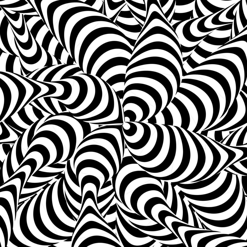 abstrakt randig bakgrund. spiral virvel fenomen. svart och vit hypnos, strålar. optisk konst illustration vektor