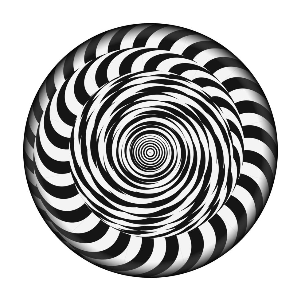 radiale Spirale mit Strahlen. Vektor psychedelische Illustration. Twisted-Rotation-Effekt. Schwarz-Weiß-Wirbelhintergrund.