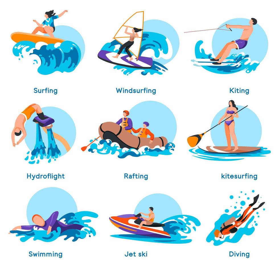sport aktiviteter i sommar, vatten fritid extrem vektor