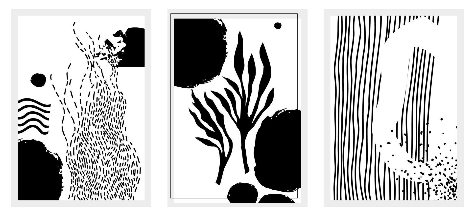 abstrakte handgezeichnete Drucke, florales Mustermotiv vektor