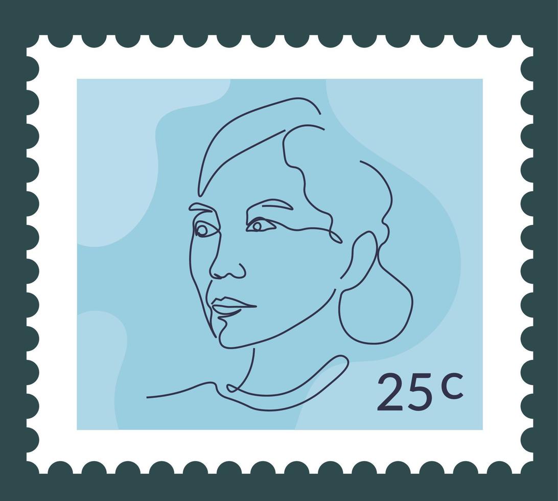porträtt av kvinna på poststämpel med pris vektor