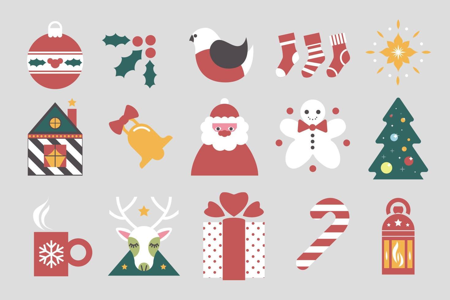 jul och ny år firande ikoner vektor