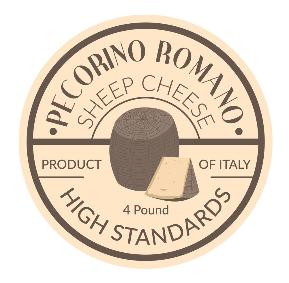 pecorino romano, schafskäse-emblem mit hohem standard vektor