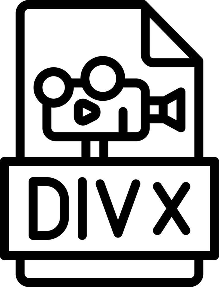 linje ikon för divx vektor