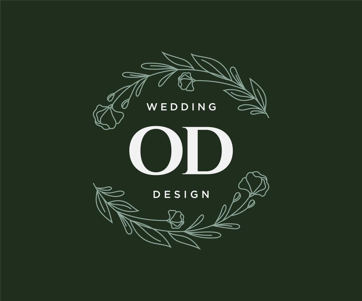 od initials brief hochzeitsmonogramm logos sammlung, handgezeichnete moderne minimalistische und florale vorlagen für einladungskarten, save the date, elegante identität für restaurant, boutique, café im vektor