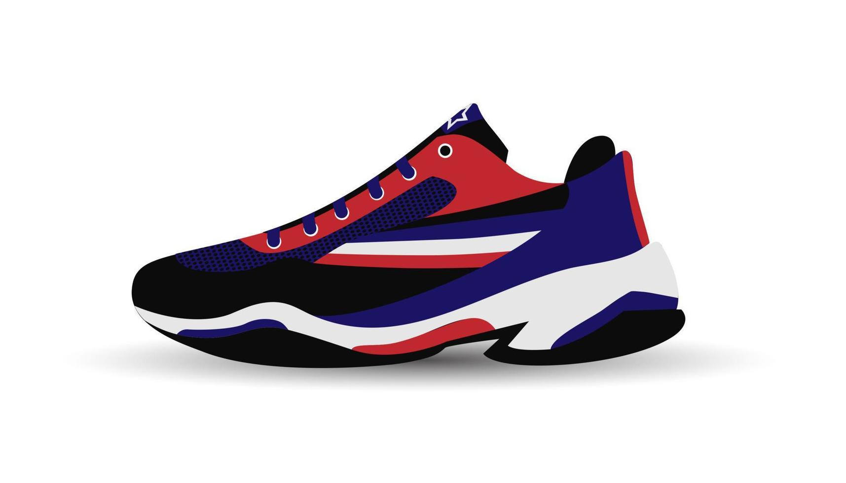 sneakers. sport skor. Häftigt och modern stil med blå och röd Färg mönster. vektor illustration