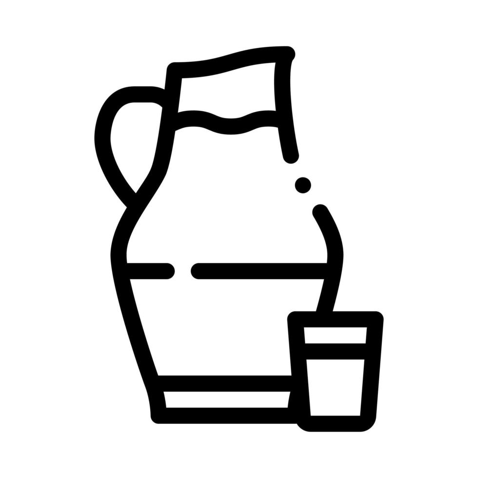 Krug mit Milch und Glas Symbol Vektor Umriss Illustration