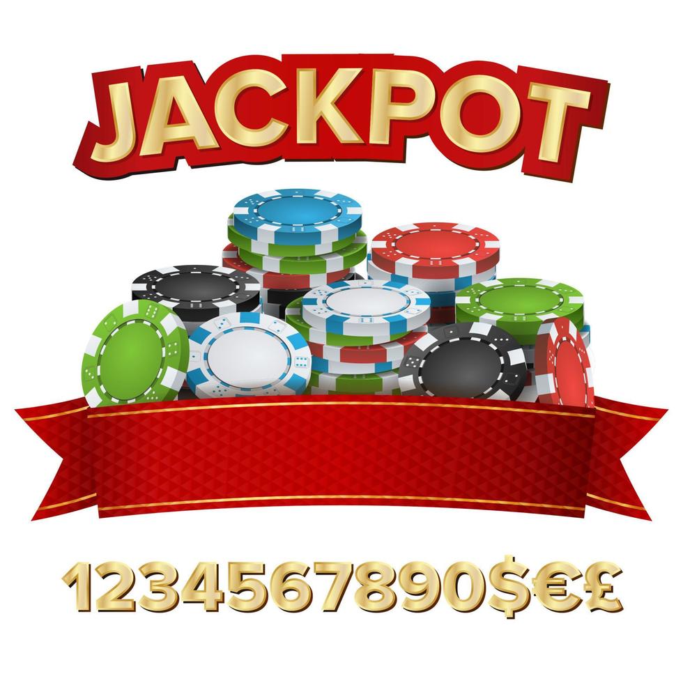 Hintergrundvektor des Jackpot-Gewinners. Glücksspiel-Poker-Chips-Illustration. für Online-Casino, Kartenspiele, Poker, Roulette. isoliert vektor