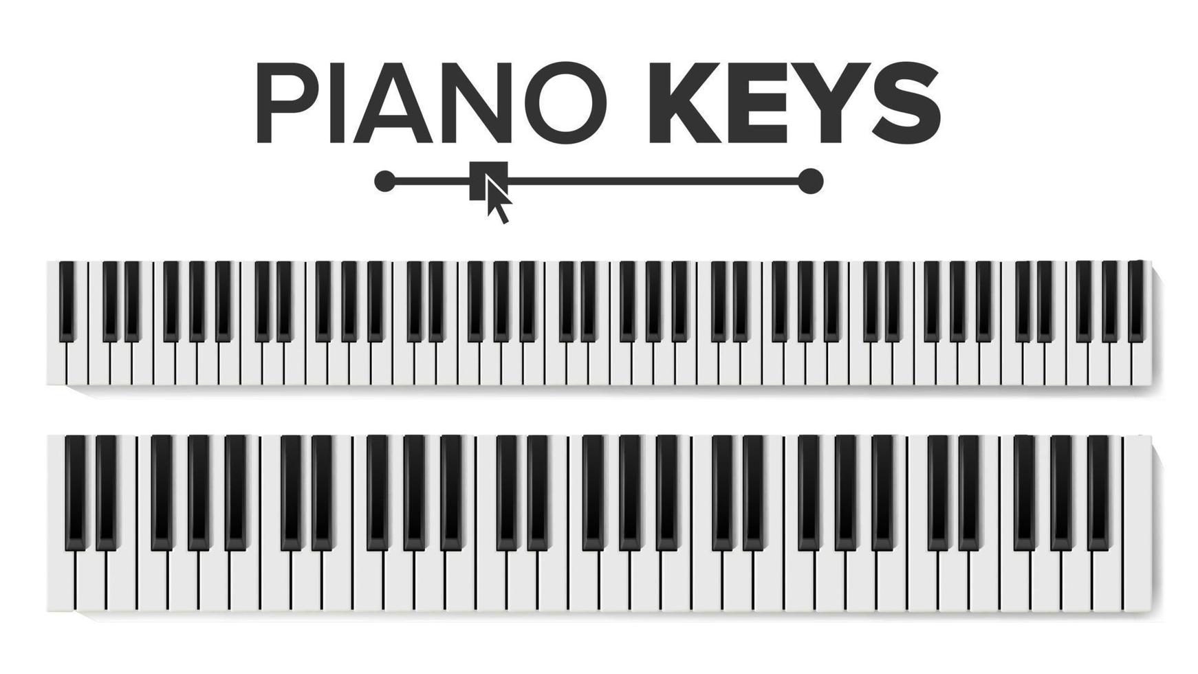 Vektor für Klaviertastaturen. isolierte Abbildung. tastaturauflage von oben