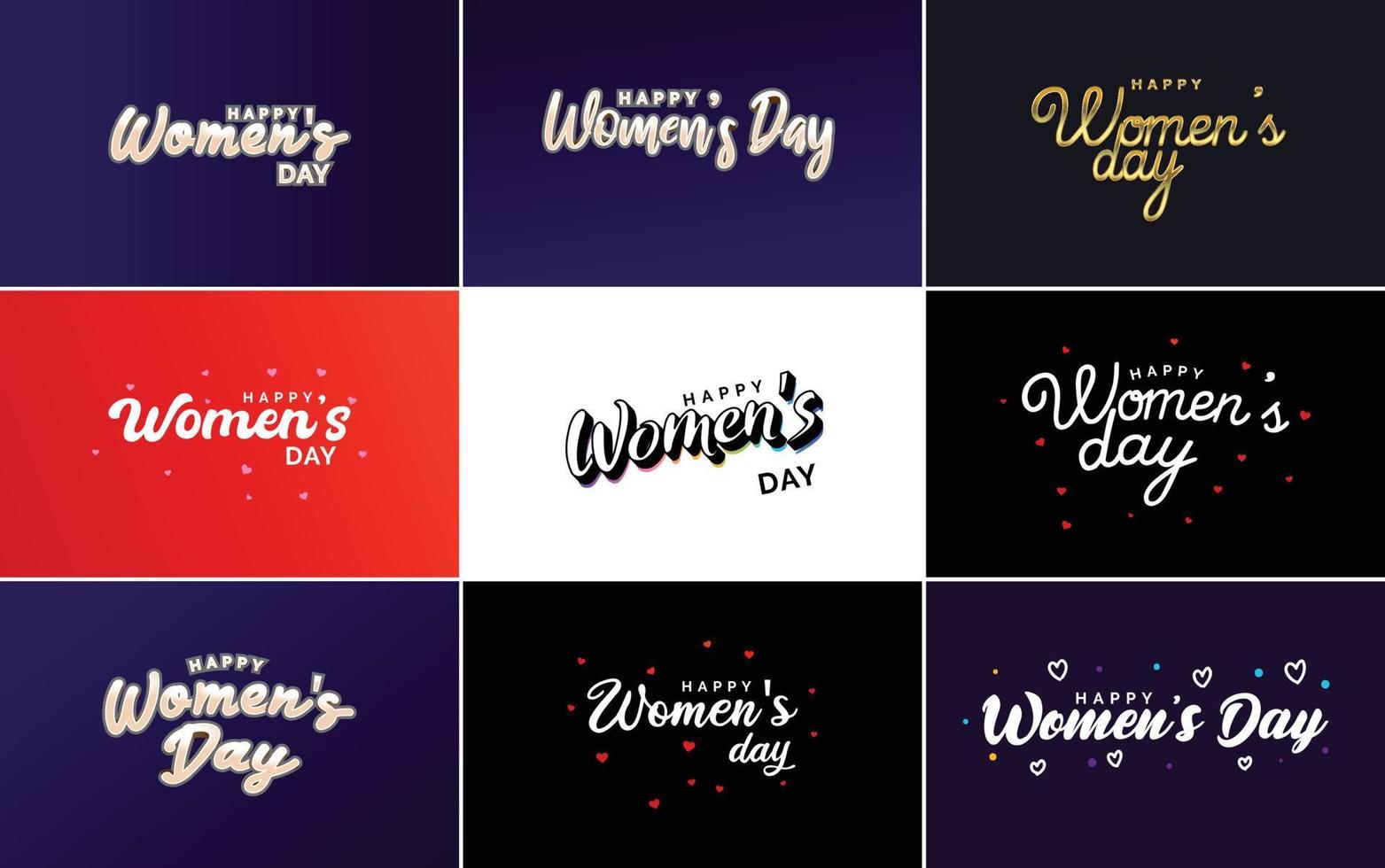 Happy Women's Day Design mit einer realistischen Illustration eines Blumenstraußes und einem Banner mit der Aufschrift 8. März. mit Farbverlauf vektor