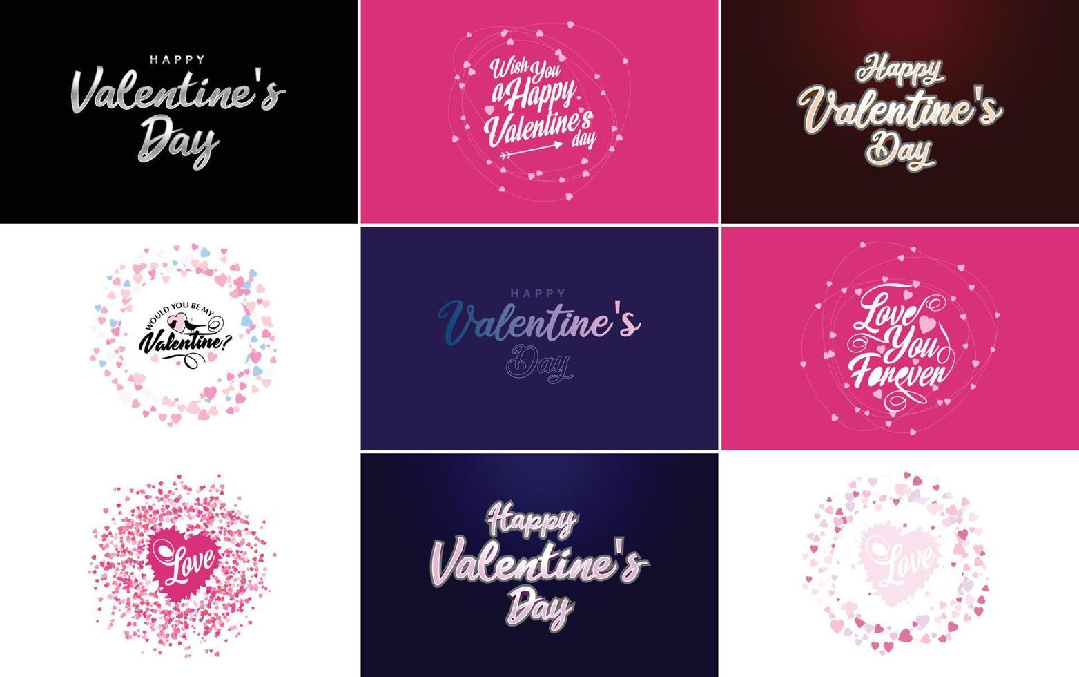 fröhliches typografieplakat zum valentinstag mit handgeschriebenem kalligrafietext. isoliert auf weißem Hintergrund Vektor-Illustration vektor