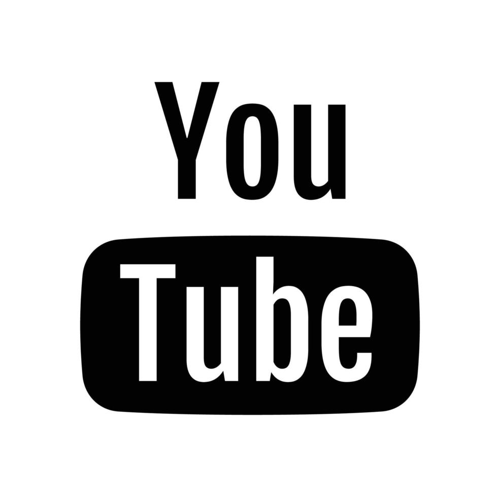Youtube logotyp svart och vit, Youtube svart ikon, Youtube logotyp vektor